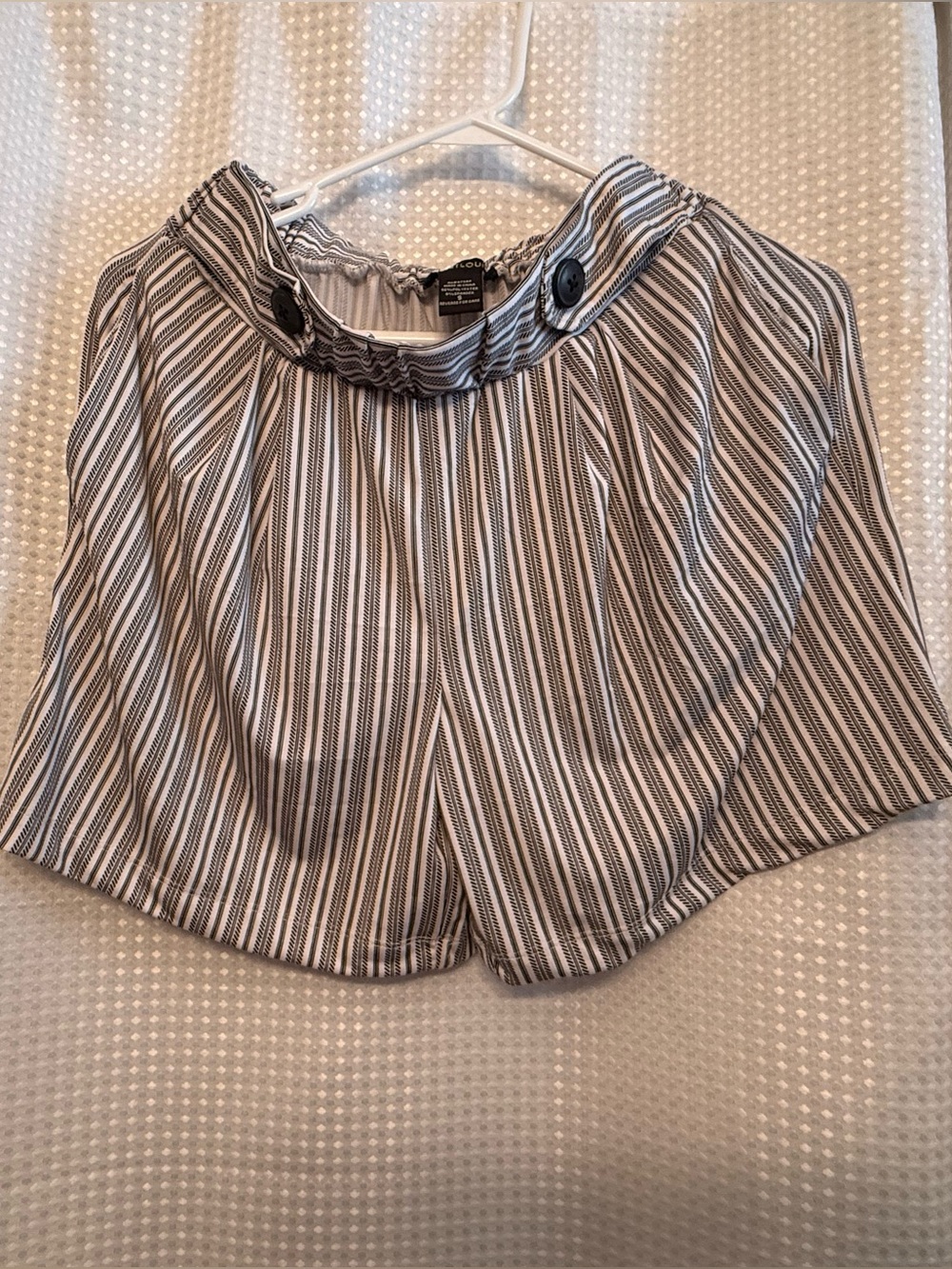 Robert Louis Black and White Striped Women’s Top with Button Detail